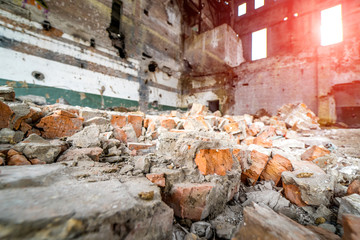 Destroyed interior of old factory