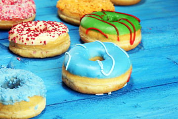 donuts in different glazes with chocolate