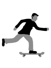 Fototapeta na wymiar skateboard skater sprung stunt trick fahren spaß hobby brett rollen clipart schnell symbol zeichen piktogramm cool
