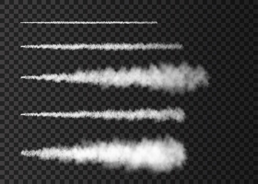 Smoke from space rocket launch  isolated on transparent background.