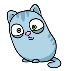 Cute gray kitten parody caricature animal character illustration isolated image 