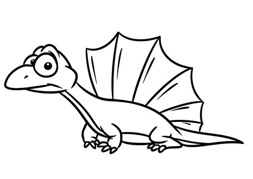 Dinosaur Dimetrodon Lizard animal character cartoon illustration isolated image coloring page