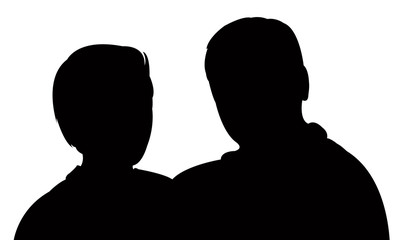 a couple head silhouette vector