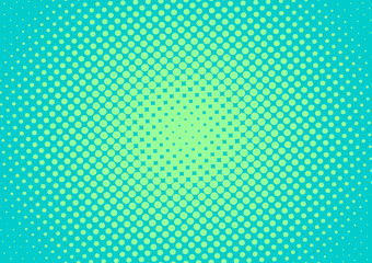 Retro comic green turquoise pop art background with gradient halftone dots design, vector illustration eps10