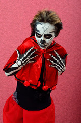 Fototapeta premium Girl makeup skeleton