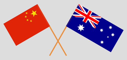Australia and China. The Australian and Chinese flags. Official colors. Correct proportion. Vector