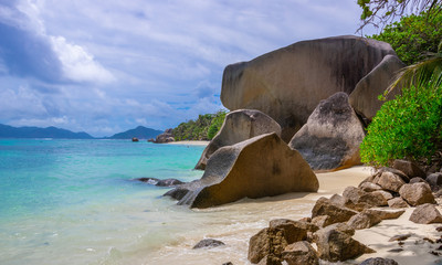 Tropical Beach Paradise at Seychelles, La Digue Island