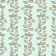 Seamless watercolor leaves pattern. Hand painted leaves of different colors. Leaves for design.