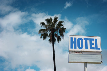 Naklejka premium Aged and worn vintage hotel sign