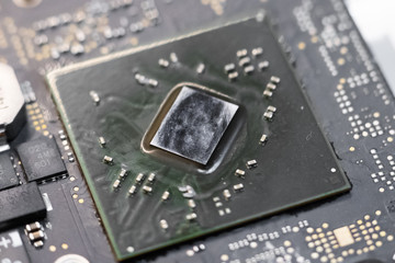 Close -up macro shot of circuit board from a laptop or smartphone