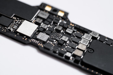 Close -up macro shot of circuit board from a laptop or smartphone