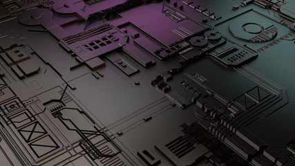 3d rendering of modern phone or laptop motherboard