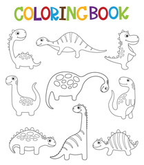 Cute cartoon dino coloring page