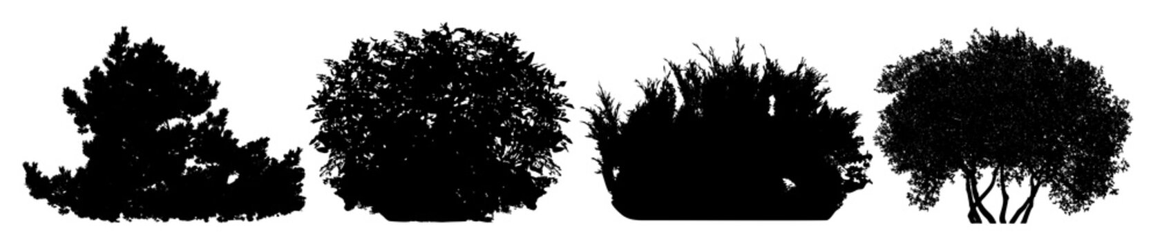 Bush silhouette vector set