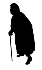 old woman walking silhouette vector