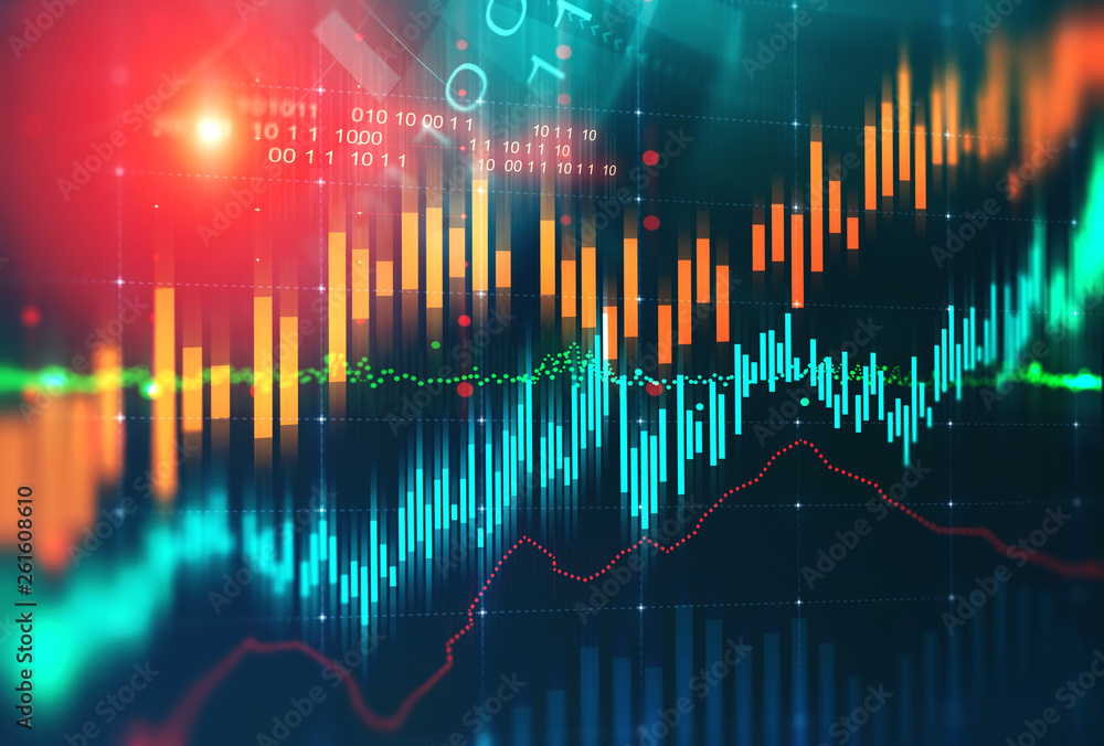 Poster abstract virtual colorful graph interface, hud