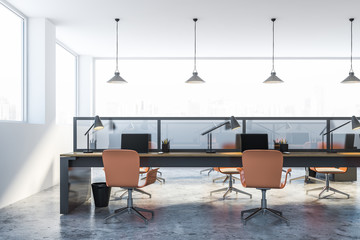 White panoramic office interior