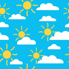 Seamless baby summer pattern with sun and cloud