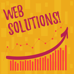 Text sign showing Web Solutions. Business photo showcasing program over network and accessible through web browser Combination of Colorful Column and Line Graphic Chart with Arrow Going Up