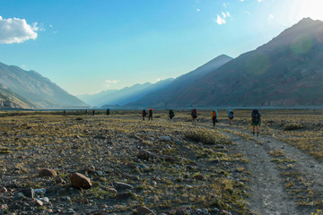 Tourists in the Tien Shan mountains