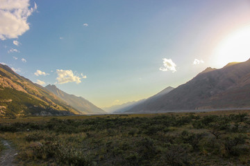 Five thousand of the Tien Shan mountains and the  Inylchek glacier