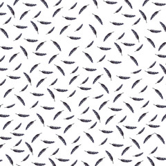 Owl feather pattern in gray tones on white background 