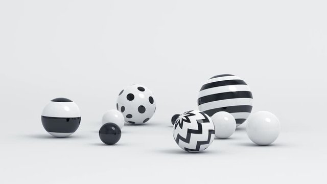 Abstract 3d render of rolling spheres, modern animation, motion background design, 4k seamless looped video