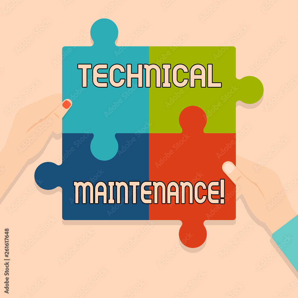 Poster writing note showing technical maintenance. business concept for functional checks or replacing of n