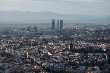 Cityscape skyline view of Madrid