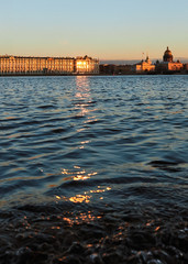 Sunset near Hermitage and Neva river