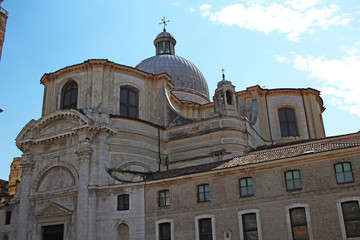 Venice Venezia Italy 2019 march city view from ship. Renaissance Buildings in sea