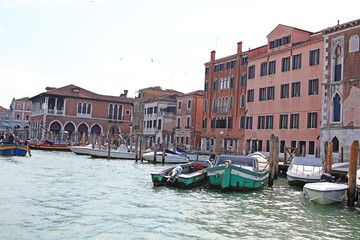 Venice Venezia Italy 2019 march city view from ship. Renaissance Buildings in sea