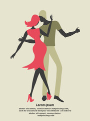 Dancing couple vector illustration.