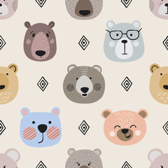 Seamless cute bears pattern. Baby print.