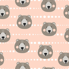 Seamless cute bears pattern. Vector background for kids.