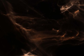 Orange foggy paper texture on the black background, smoky effect for photos and artworks. Chaotic abstract background.