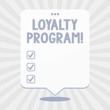 Word writing text Loyalty Program. Business photo showcasing structured marketing provides incentives repeat customers Blank Space White Speech Balloon Floating with Three Punched Holes on Top