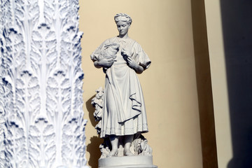 Girl with rabbits statue in Moscow at the exhibition of national economy