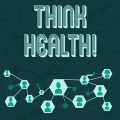 Conceptual hand writing showing Think Health. Concept meaning state of complete physical mental and social well being Chat icons with Avatar Connecting Lines for Networking Idea