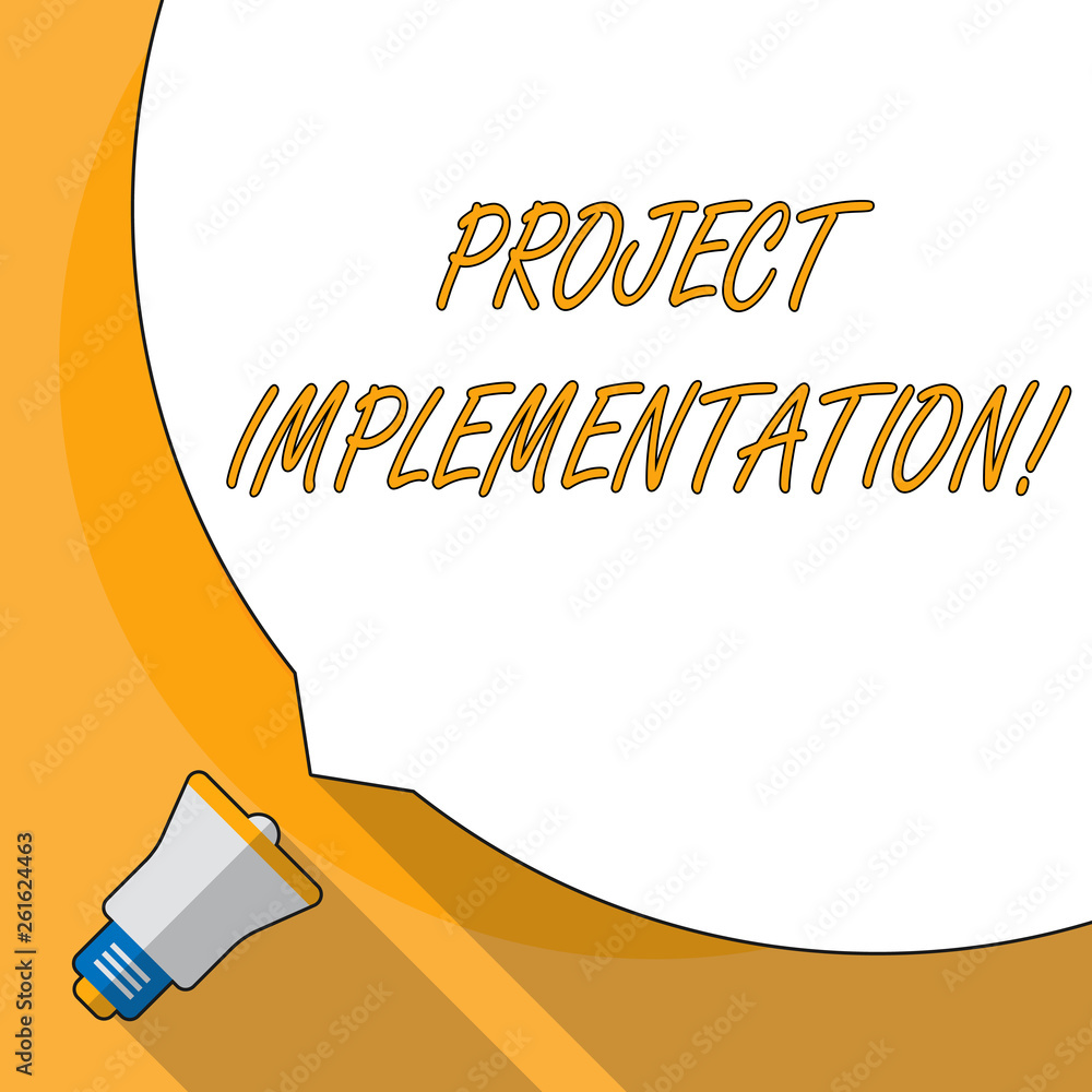 Poster conceptual hand writing showing project implementation. concept meaning phase where visions and plan