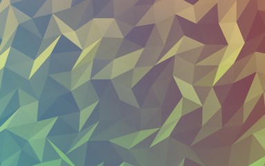 Abstract triangle geometrical green orange background. Geometric origami style with gradient. 3D illustration