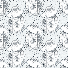 Seamless cute childish pattern with hand drawn cute animals. Creative doodle kids texture for fabric, wrapping, textile, wallpaper, prints, apparel