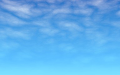 Blue sky background with white clouds. Cumulus white clouds in the clear blue sky in the morning. 3D illustration