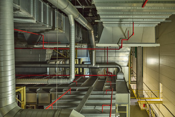 industrial air cooling system and ventilation pipes