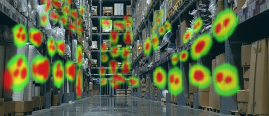Augmented and virtual reality technology futuristic concept, Retailer use augmented combine virtual reality technology to find the data of eye tracking heat map to management, analysis, to improve