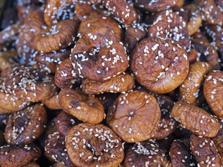 Delicious dried figs at a food market