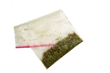 plastic bag with a synthetic narcotic drug of kanabioid origin, chemical marijuana, spice, isolated...