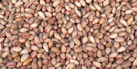 Macro of Healthy pistachios in nutshells