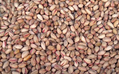 Macro of Healthy pistachios in nutshells