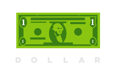 Fototapeta na wymiar 1 Dollars money cartoon paper banknote of USA - vector